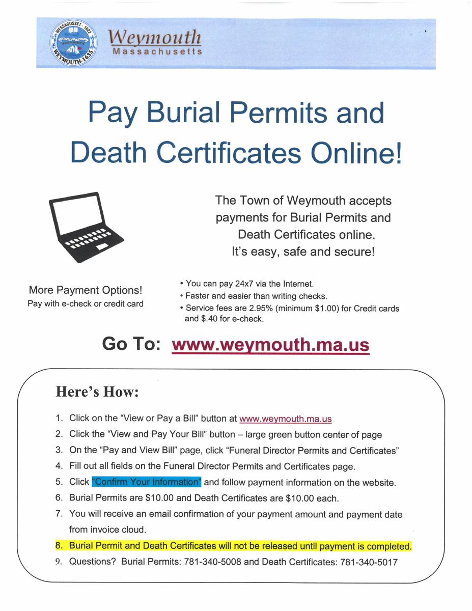 Electronic Burial Permit Payment Process
