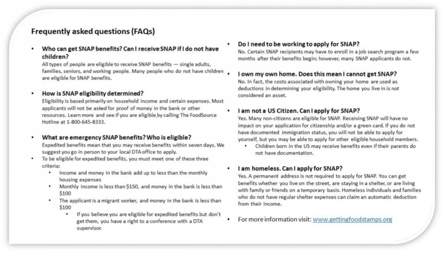 SNAP FAQs