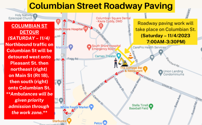 Columbian Street Roadway Paving Detour
