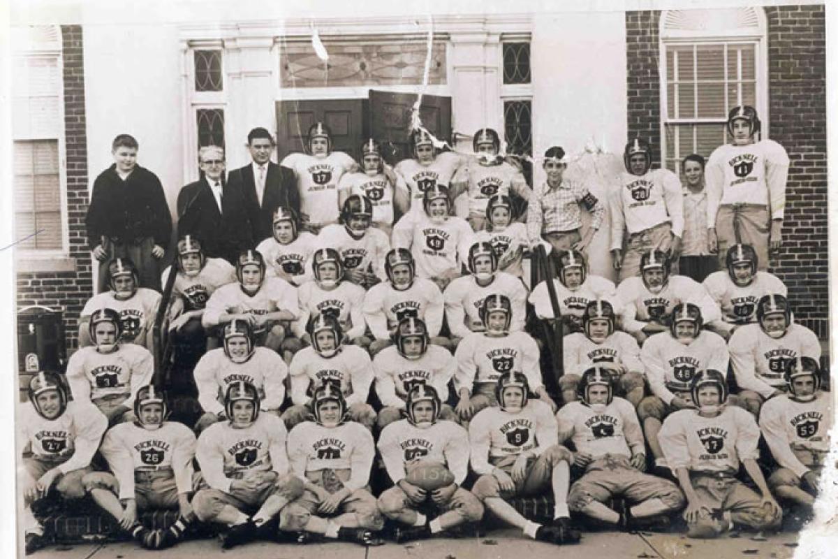 Bicknell Junior High School Football Team (1955). Image provided by: Jodi Purdy-Quinlan, Vice Chairman of the Weymouth Historical Commission