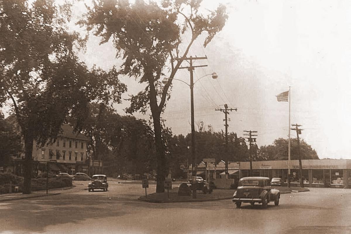 Bailys Green, Columbian Square (1951). Shows a rotary. Today the rotary is ascent but the recent master plan suggests solving current traffic problems by rebuilding it. Image provided by: Jodi Purdy-Quinlan, Vice Chairman of the Weymouth Historical Commission
