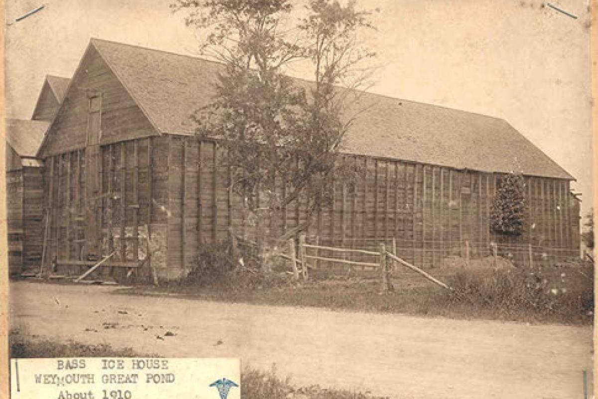 Bass Icehouse, Great Pond about 1910. Image provided by: Jodi Purdy-Quinlan, Vice Chairman of the Weymouth Historical Commission