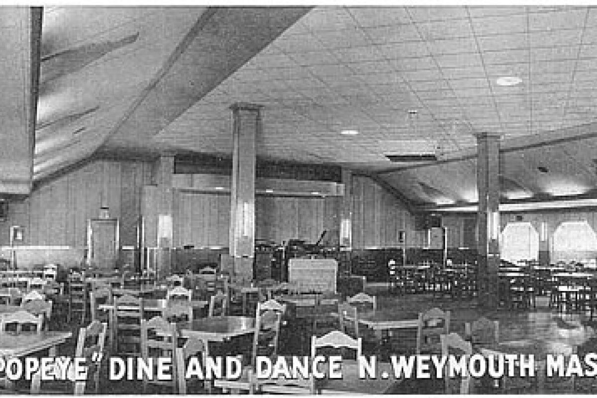 Old postcard of Popeye Dine and Dance, North Weymouth, MA. Image provided by: Jodi Purdy-Quinlan, Vice Chairman of the Weymouth Historical Commission
