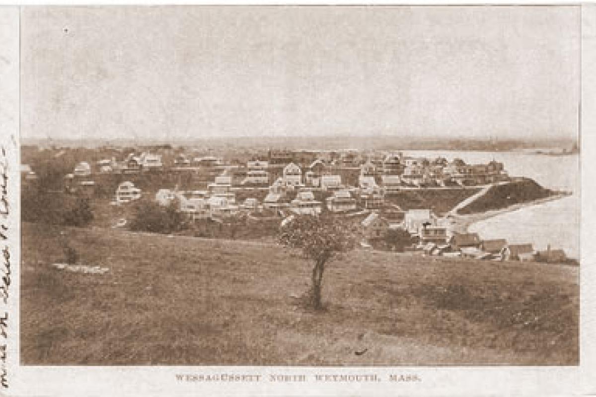 View of Wessagussett Beach, North Weymouth, MA (old postcard). Image provided by: Jodi Purdy-Quinlan, Vice Chairman of the Weymouth Historical Commission