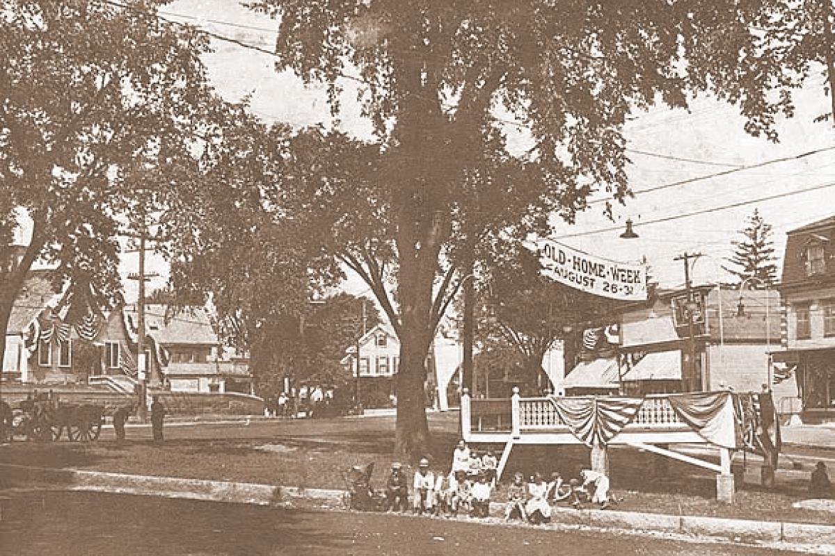 Jackson Square, Old Home Week, August 26 - 31, 1912. Image provided by the William and Elaine Pepe postcard collection.