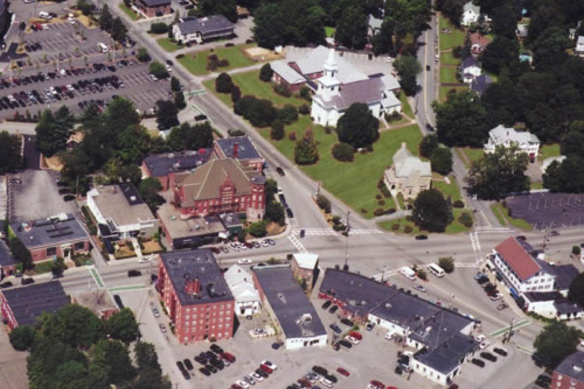 Aerial photo of site of Columbian Square 2002.