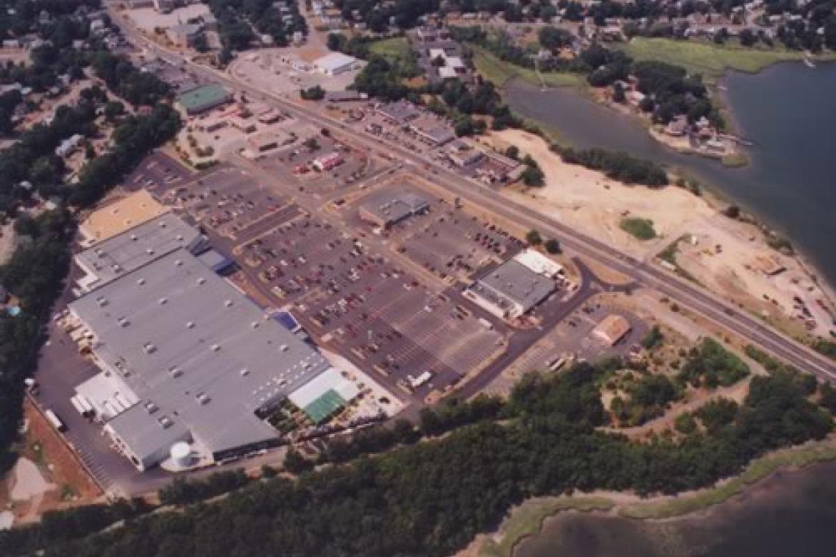 Aerial photo of construction of the Abigail Adams Park. 2002