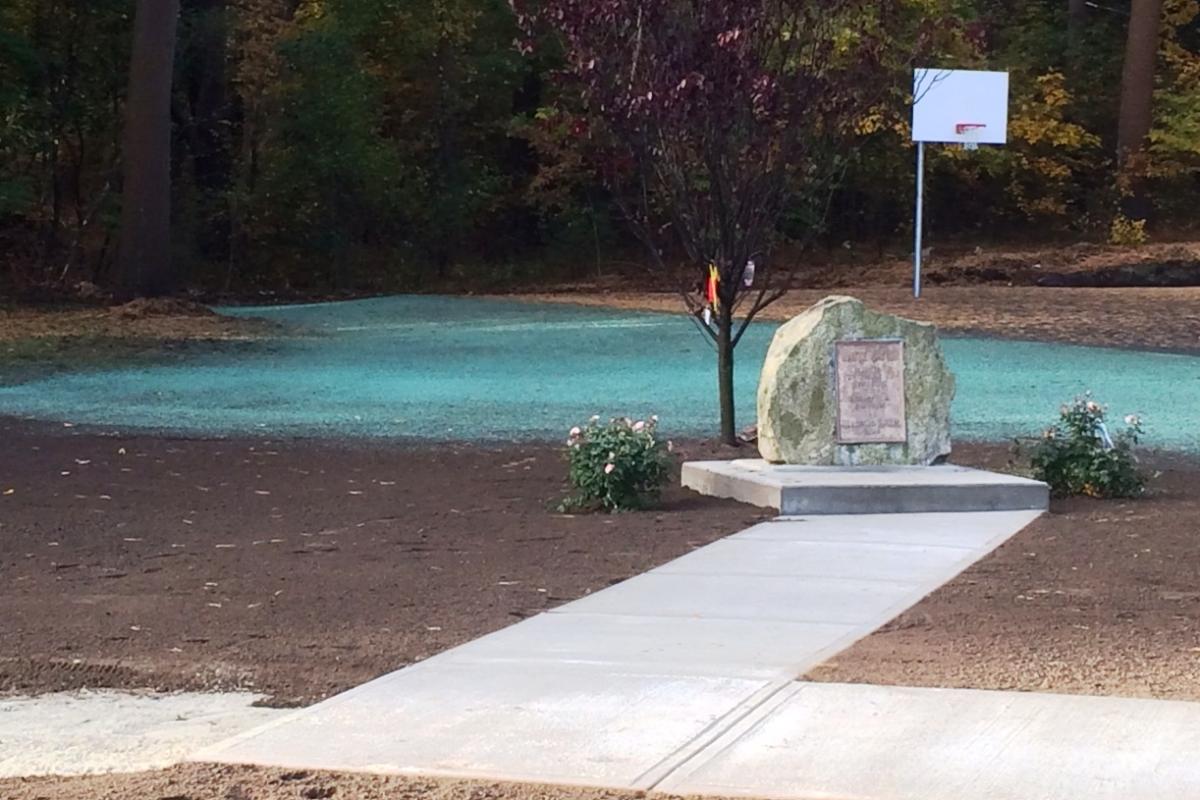 Walking path extended to dedication stone