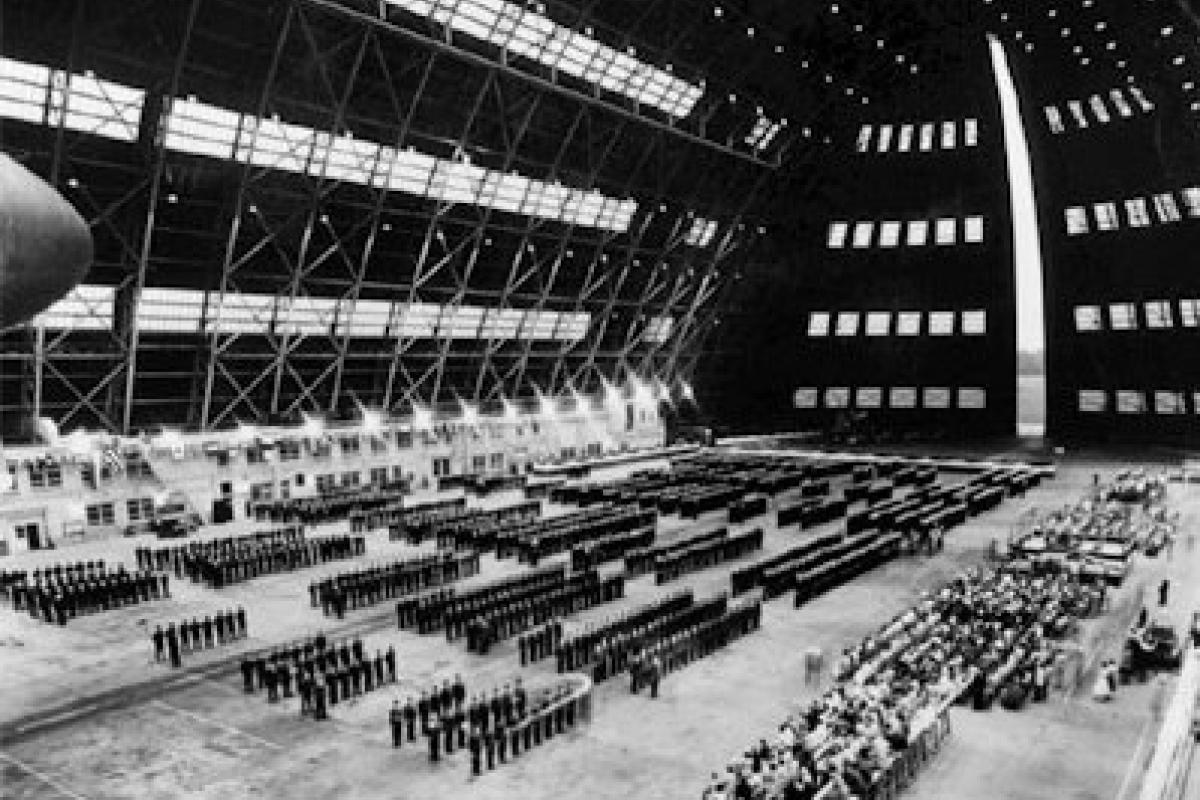 Inside the "big hanger" at the Naval Air Station South Weymouth.  Source: Town of Weymouth
