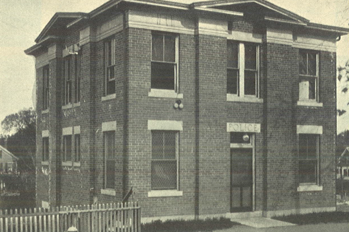 First police station built on the site of the Weymouth Teen Center.  Source: Weymouth 350 Anniversary Booklet
