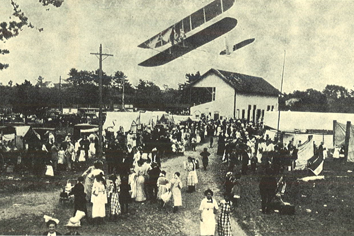 Stunt Flier at the Weymouth Fair.  Source: Weymouth 350 Anniversary Booklet  