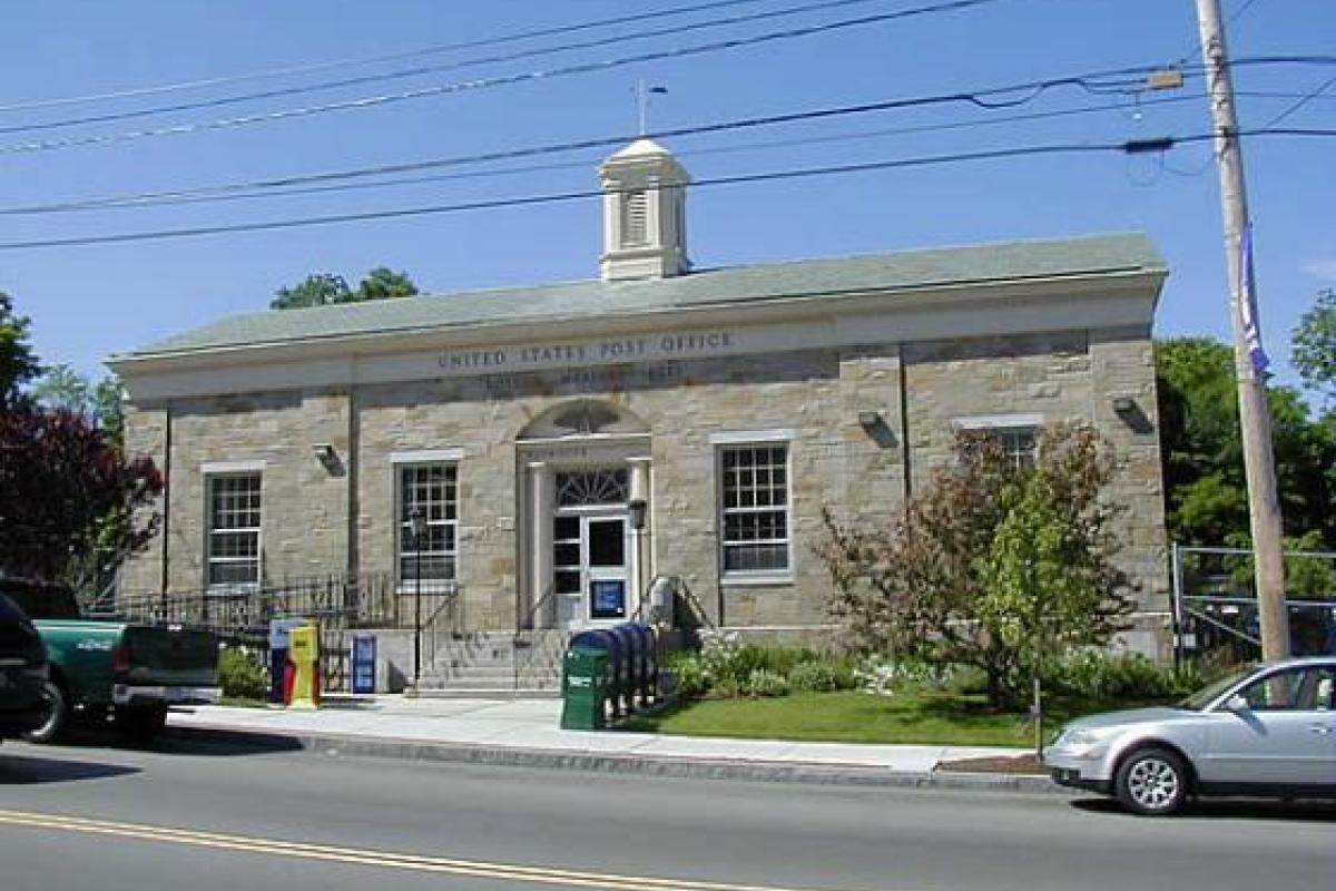 Weymouth Landing U.S. Post Office, first federal building in Weymouth.  Source: Town of Weymouth 