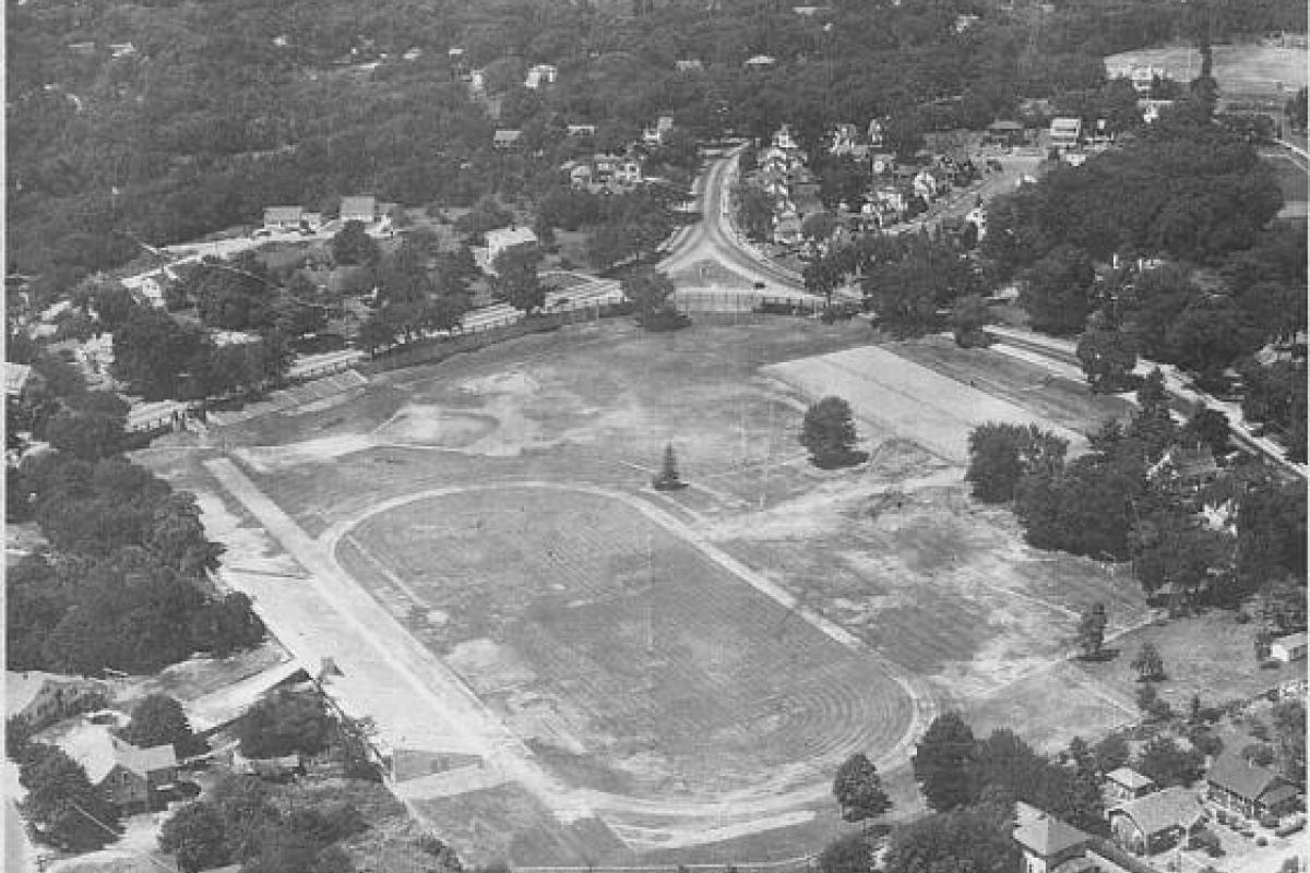 Air view of Legion Memorial Field (1951).  Source: Jodi Purdy-Quinlan