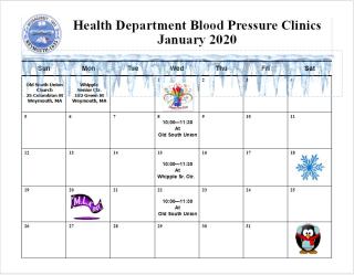January Blood Pressure Calendar