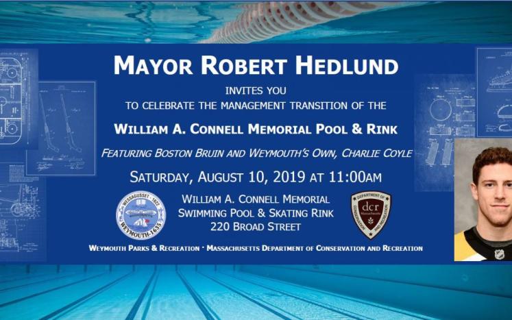 Grand Re-Opening of Connell Rink & Pool with Charlie Coyle August 10th   